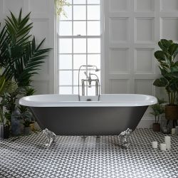 Freistehende Badewanne mit Mittelablauf, 1795mm x 785mm | Metallicfarbe und Farbe der Füße wählbar – Oxford