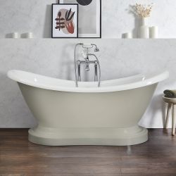 Freistehende Badewanne mit zwei Rückenschrägen und Sockel, 1750mm x 730mm – Farbe wählbar – Ryther