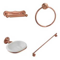 Retro Badezimmer-Zubehör-Set 4-tlg. - satiniertes Kupfer - Elizabeth