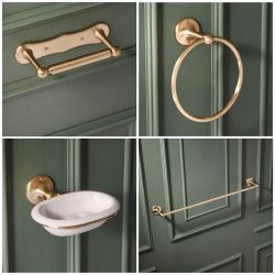 Badezimmer-Zubehör-Set 4-tlg. - satiniertes Gold - Elizabeth