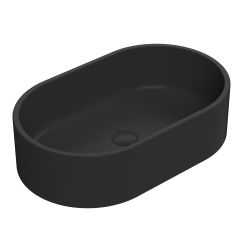 Aufsatzwaschbecken oval 565mm x 350mm (ohne Hahnloch) - Mattschwarz