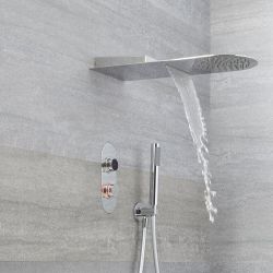 Digitale Dusche für drei Funktionen, inkl. Duschkopf mit Wasserfallausguss und Handbrause - Narus