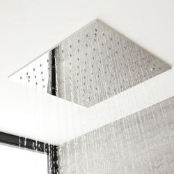 Duschsystem mit Thermostat und Umsteller – mit 400mm x 400mm Unterputz-Duschkopf, Handbrauseset und Körperdüsen - Chrom – Kubix