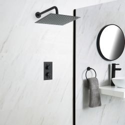 Nox - Schwarzes Duschventil mit 300x300mm Duschkopf und Arm