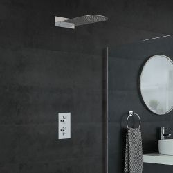 Rundes Dusch-Thermostat mit schlankem Duschkopf, Chrom - Como