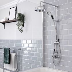 Retro Duschsäule mit Aufputz-Thermostat, Chrom/Schwarz - Elizabeth