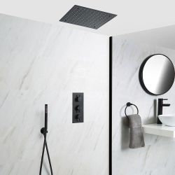 Duschsystem mit Unterputz-Thermostat – Funktionen wählbar – Schwarz – Nox