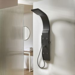 Aufputz Duschpaneel mit Regenbrause, Handbrause und Körperdüsen – Schwarz – Alston