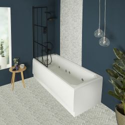 Whirlpool-Badewanne mit Gittermusteraufsatz - 6 Massagedüsen, Größe und Schürze wählbar – Richmond