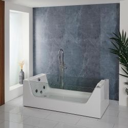 Whirlpool-Badewanne 1800mm x 800mm mit einer Rückenschräge Chrom - Breeze