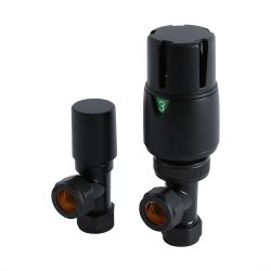 Thermostatische Winkelventile in Schwarz, für 15mm Kupferrohre