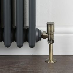 Heizkörper-Winkelventilset, für 15mm Kupferrohre – dunkles gebürstetes Messing
