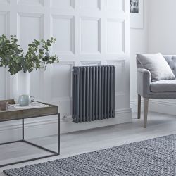 Elektrischer Gliederheizkörper (3 Säulen) Horizontal Anthrazit 600mm x 605mm inkl. 800W Heizelement, Auswahl an WLAN-Thermostat - Regent
