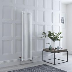 Gliederheizkörper Mischbetrieb (3-säulig) vertikal 1500mm x 380mm inkl. 1200W Heizelement, WLAN-Thermostat und Ventil wählbar - Weiß – Regent