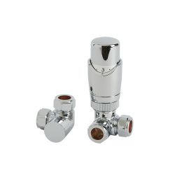 Heizkörper-Eckventilset, Thermostatisch – Chrom