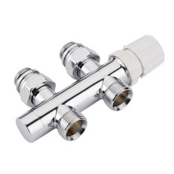 Hudson Reed - Chrom Hahnblockventil, gerade mit Chrom-THV und auswählbaren Adaptern