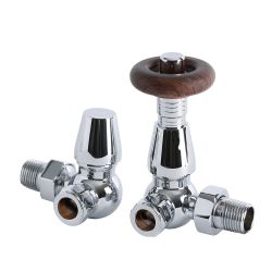 Eck-Thermostat-Heizkörperventil für 15mm Kupferrohre, Chrom - Regent