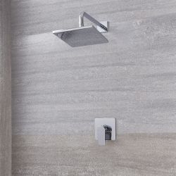 Kopfbrause 300x300mm mit Wandarm und Einhebelmischer, Chrom - Harting