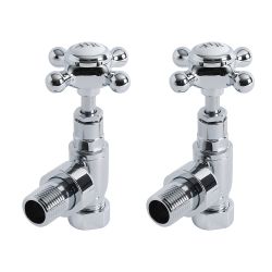 Heizkörperwinkelventil-Set, Nostalgisch mit Keramikeinsätzen, manuell