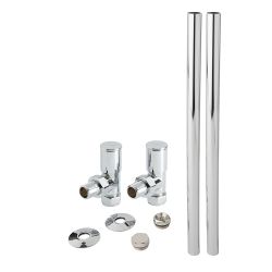 Modernes Winkelventilset & Rohrverbindungen, 15mm - Chrom