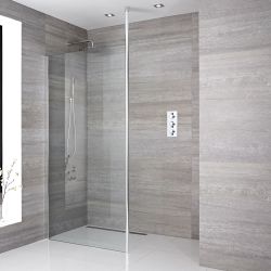 Walk-In Duschwand, Chrom, für Nische - Breite und Duschrinne wählbar – Sera