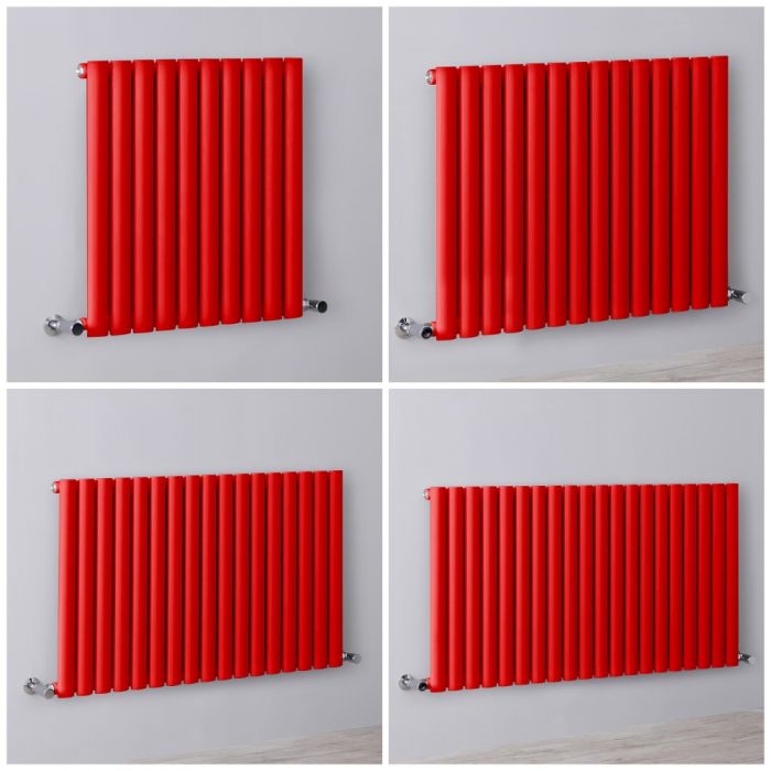 Design Heizkörper, horizontal (einlagig) – H 635mm, Breite wählbar – Rot – Revive