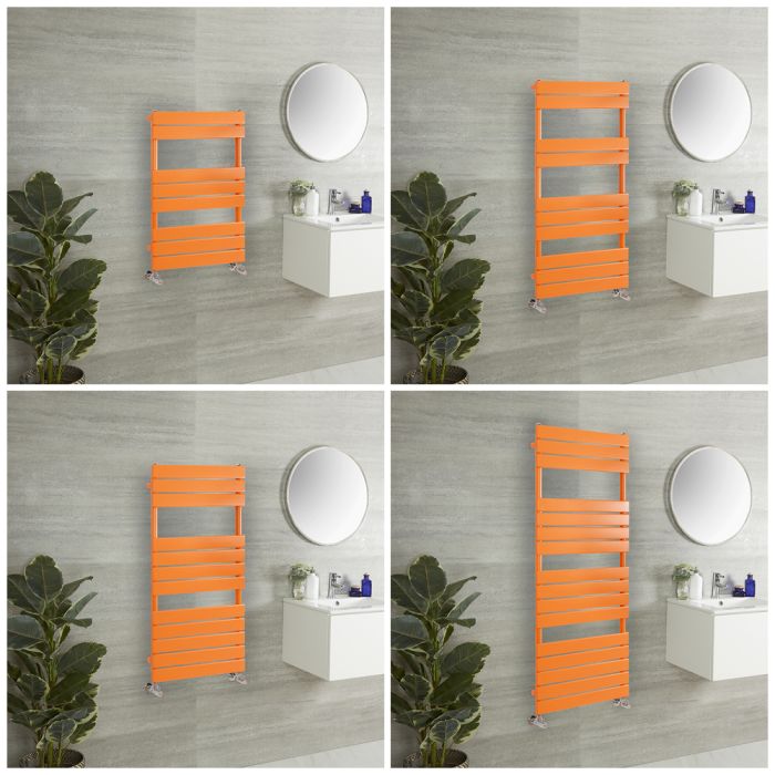 Design Handtuchheizkörper, mit flachen Heizlamellen - Größe wählbar - Orange (Sunset Orange) - Lustro