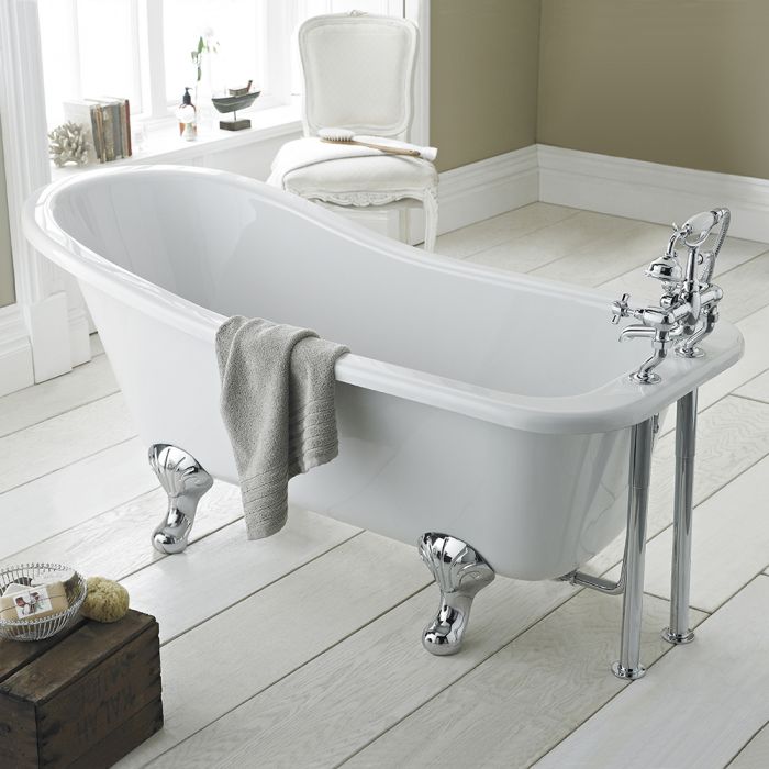 Freistehende Badewanne mit erhöhter Rückenschräge, 1690mm x 740mm - Oxford