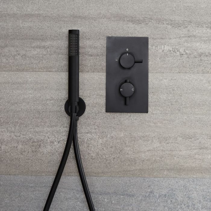Unterputz Duschsystem mit Thermostat und Handbrauseset - Schwarz - Nox