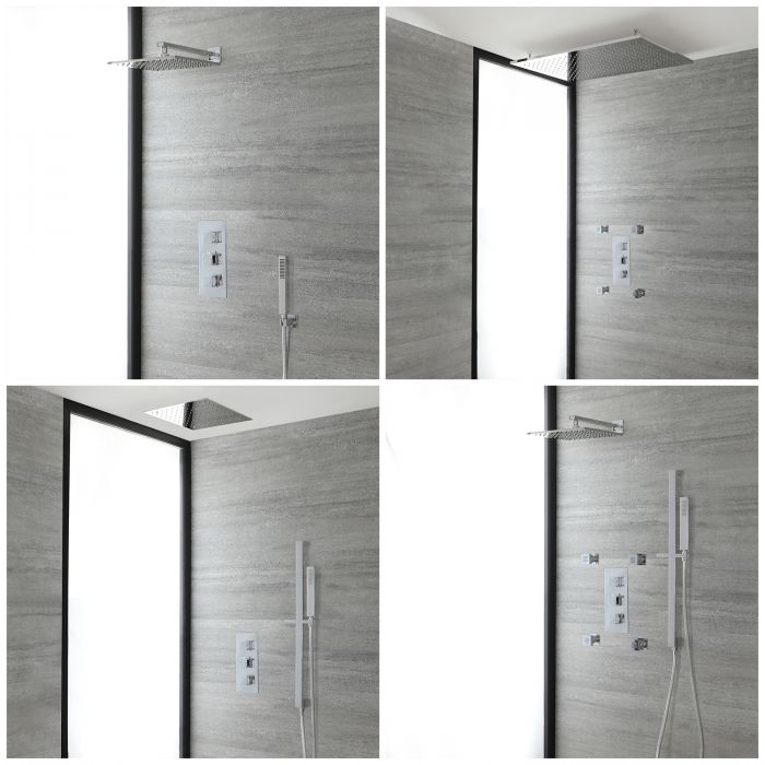 Duschsystem mit Unterputz-Thermostat – Funktionen wählbar – Chrom – Kubix