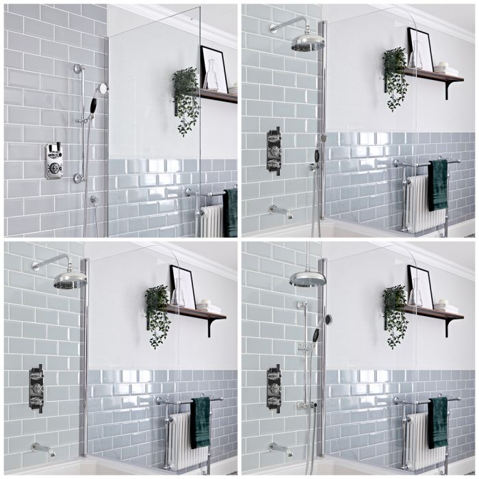 Dusch- und Badesystem mit Unterputz-Thermostat – Funktionen wählbar – Chrom/Schwarz – Elizabeth