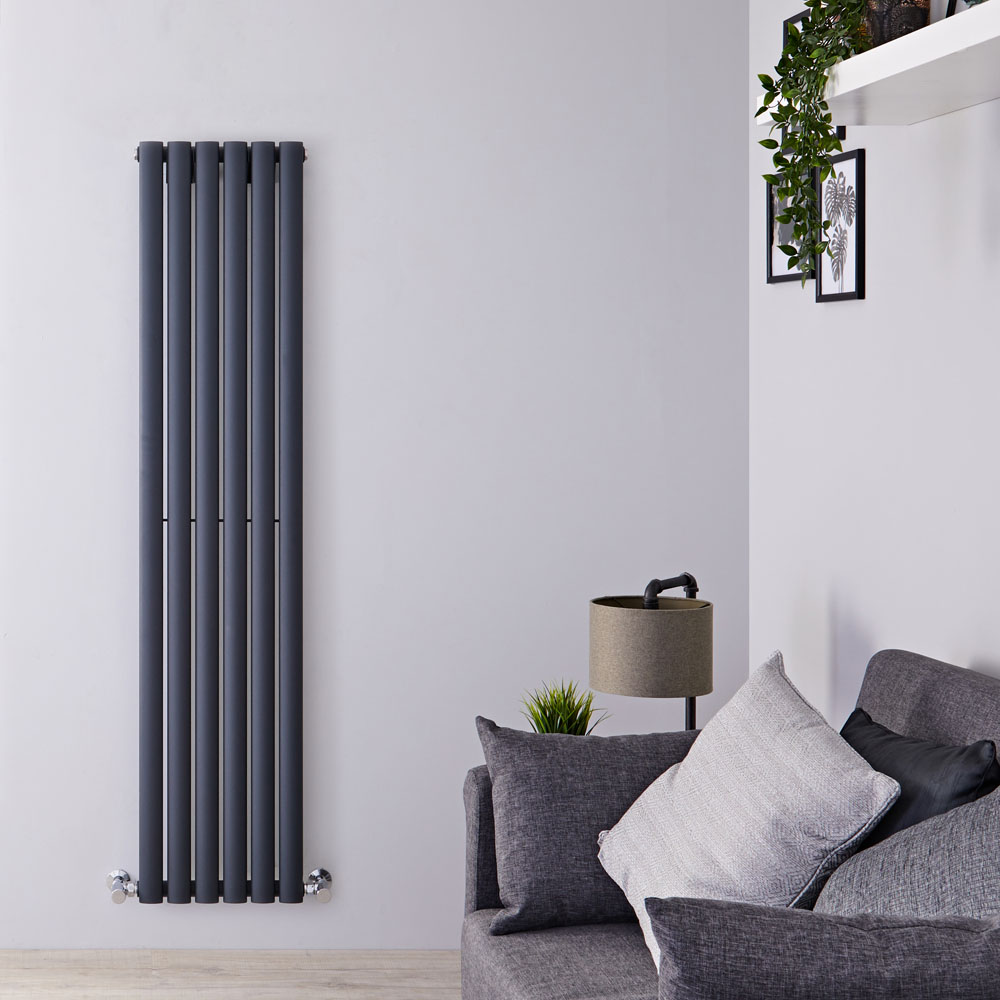 Design Heizkörper Vertikal Einlagig Anthrazit 1600mm x 354mm 841W - Revive