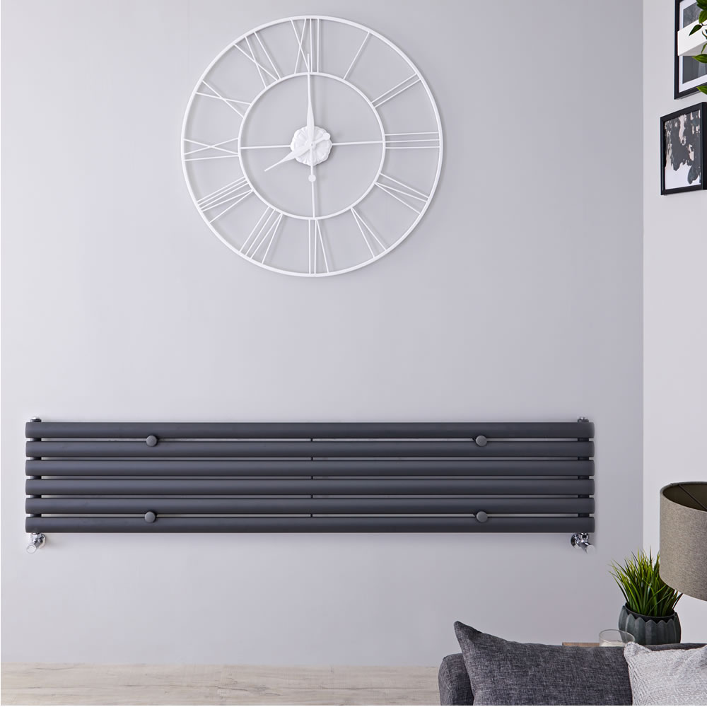 Design Heizkörper Horizontal Einlagig Anthrazit 354mm x 1600mm 815W - Revive