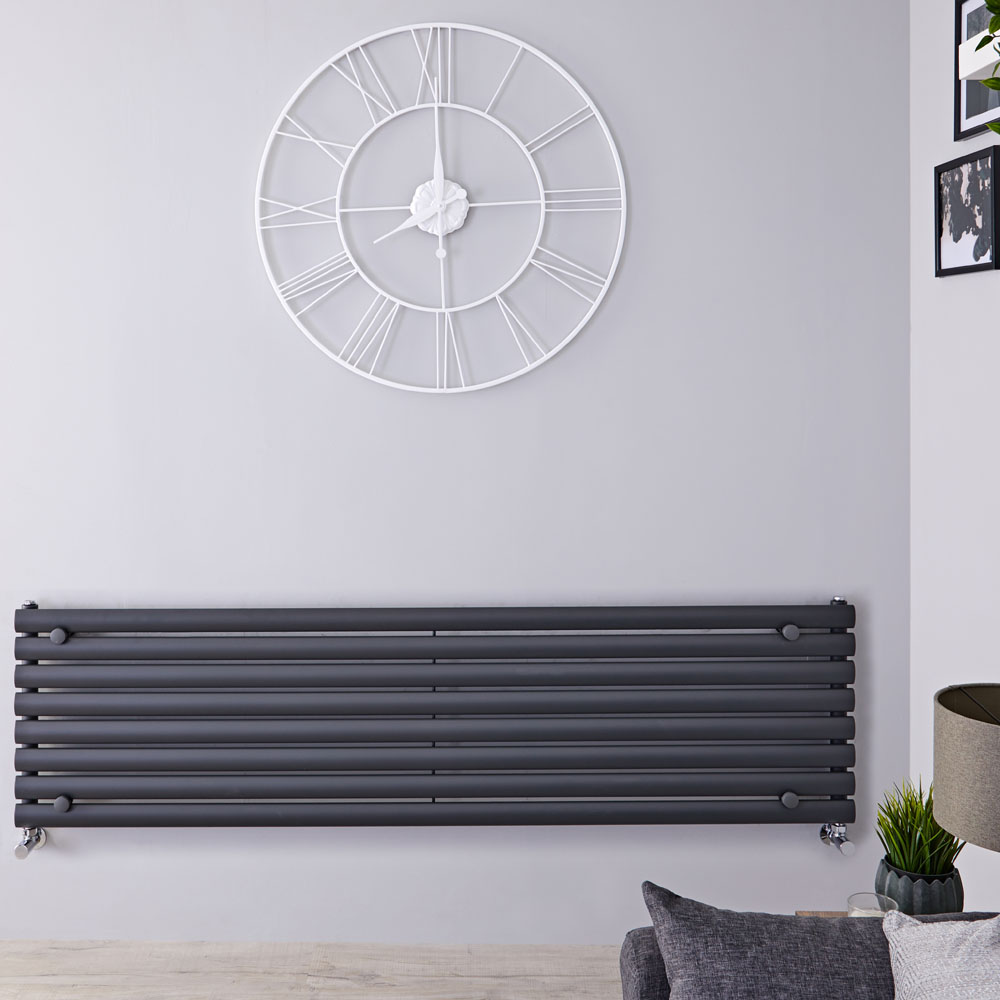 Design Heizkörper Horizontal Einlagig Anthrazit 472mm x 1600mm 1065W - Revive