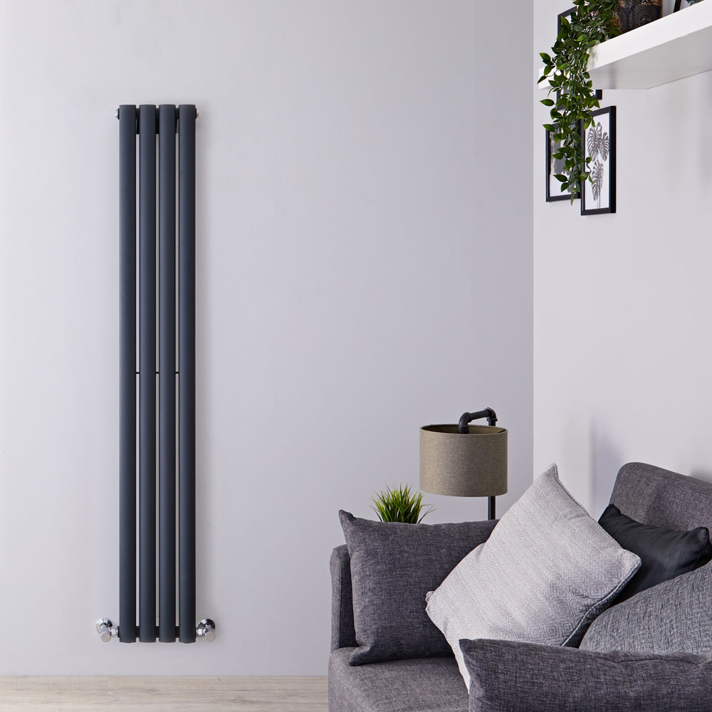 Design Heizkörper Vertikal Einlagig Anthrazit 1600mm x 236mm 561W - Revive Slim