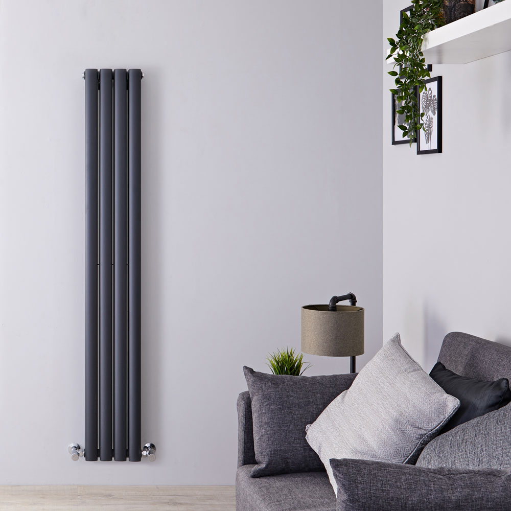 Design Heizkörper Vertikal Doppellagig Anthrazit 1600mm x 236mm 819W - Revive Slim