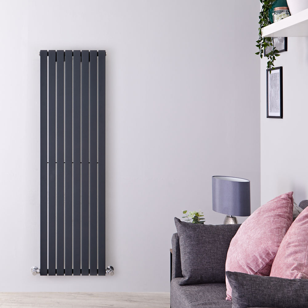 Design Heizkörper Vertikal Einlagig Anthrazit 1600mm x 472mm 1149W - Sloane