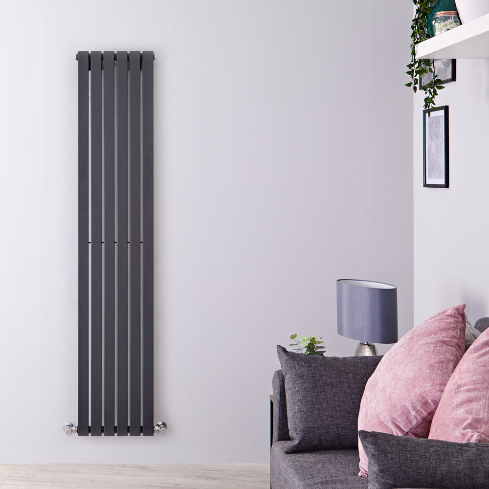 Design Heizkörper Vertikal Einlagig Anthrazit 1600mm x 354mm 862W - Sloane