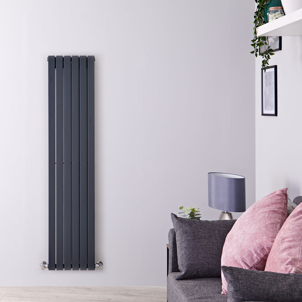Design Heizkörper Vertikal Doppellagig Anthrazit 1600mm x 354mm 1193W - Sloane