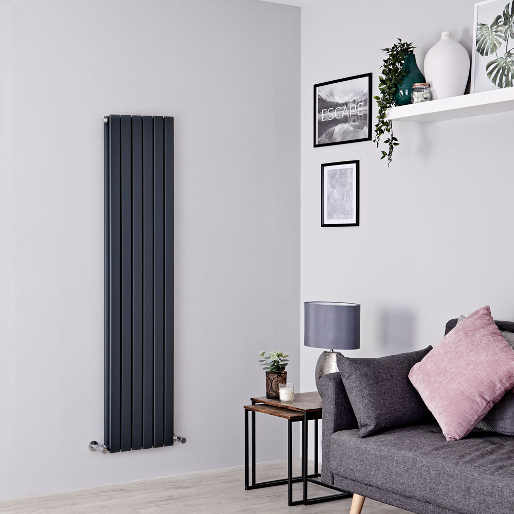 Design Heizkörper Vertikal Doppellagig Anthrazit 1600mm x 354mm 1193W - Sloane