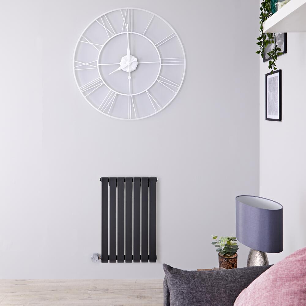 Design Heizkörper Elektrisch Horizontal Einlagig Anthrazit 635mm x 420mm inkl. ein 400W Heizelement - Sloane