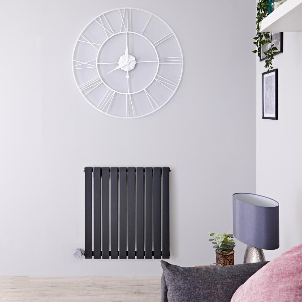 Design Heizkörper Elektrisch Horizontal Einlagig Anthrazit 635mm x 600mm inkl. ein 800W Heizelement - Sloane