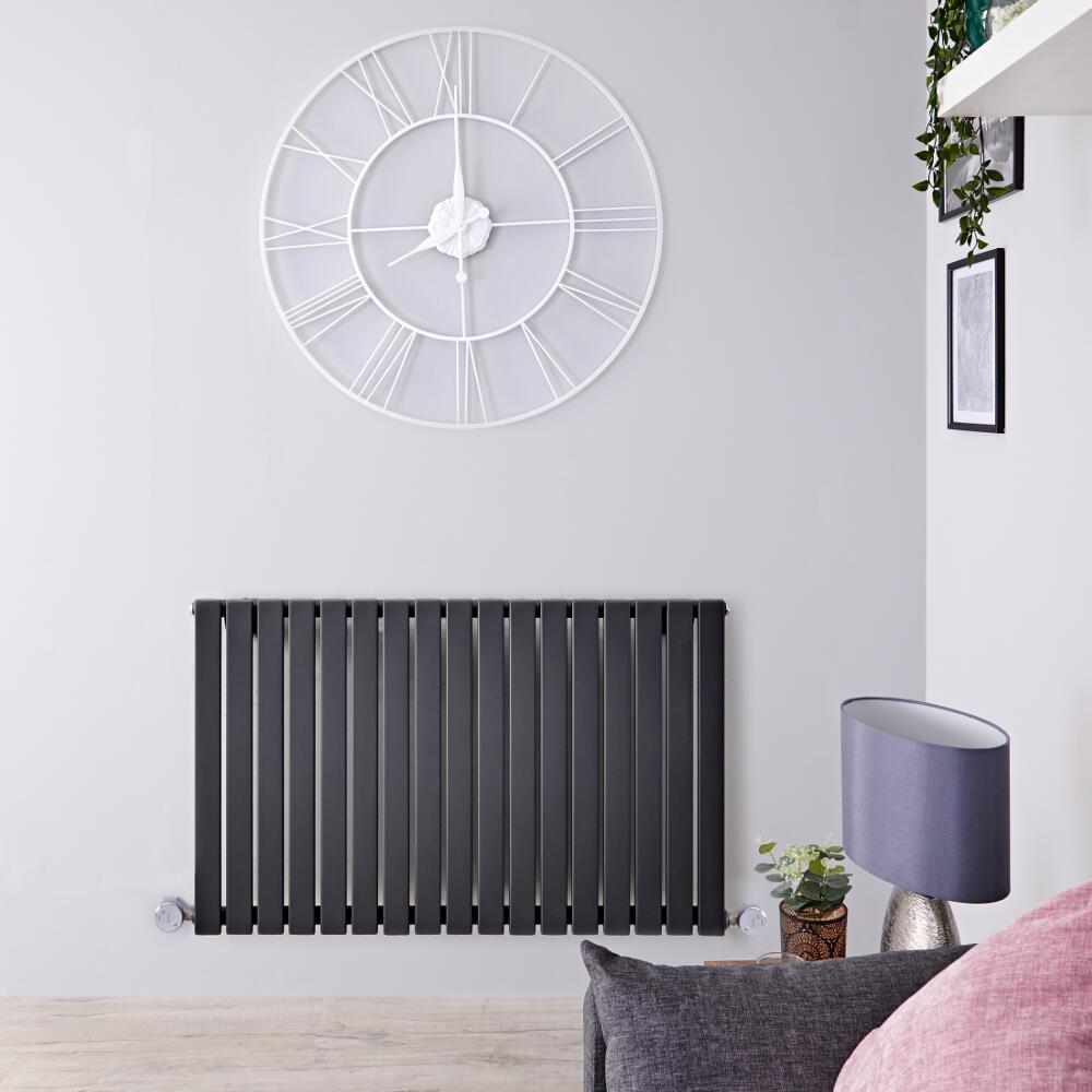 Design Heizkörper Elektrisch Horizontal Einlagig Anthrazit 635mm x 1000mm inkl. 2x 600W Heizelemente - Sloane