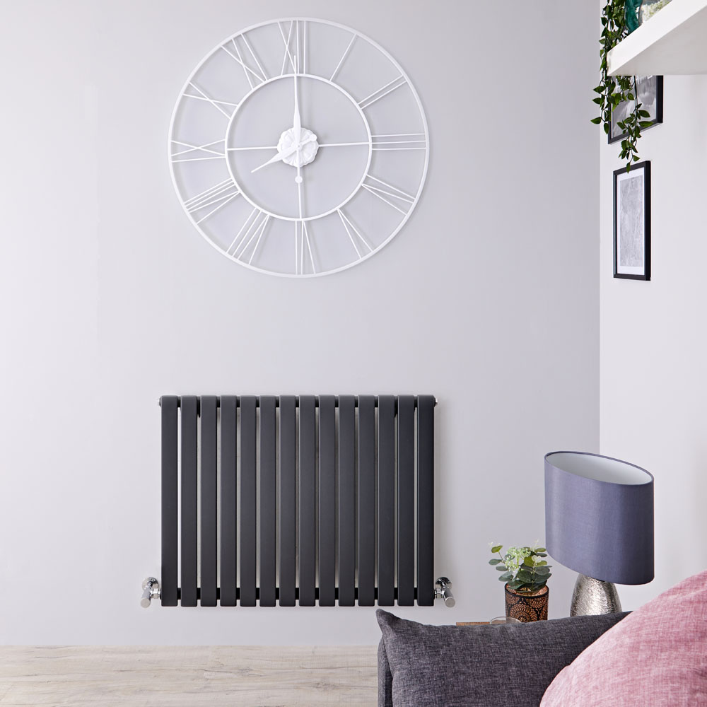 Design Heizkörper Horizontal Einlagig Anthrazit 635mm x 834mm 842W - Sloane