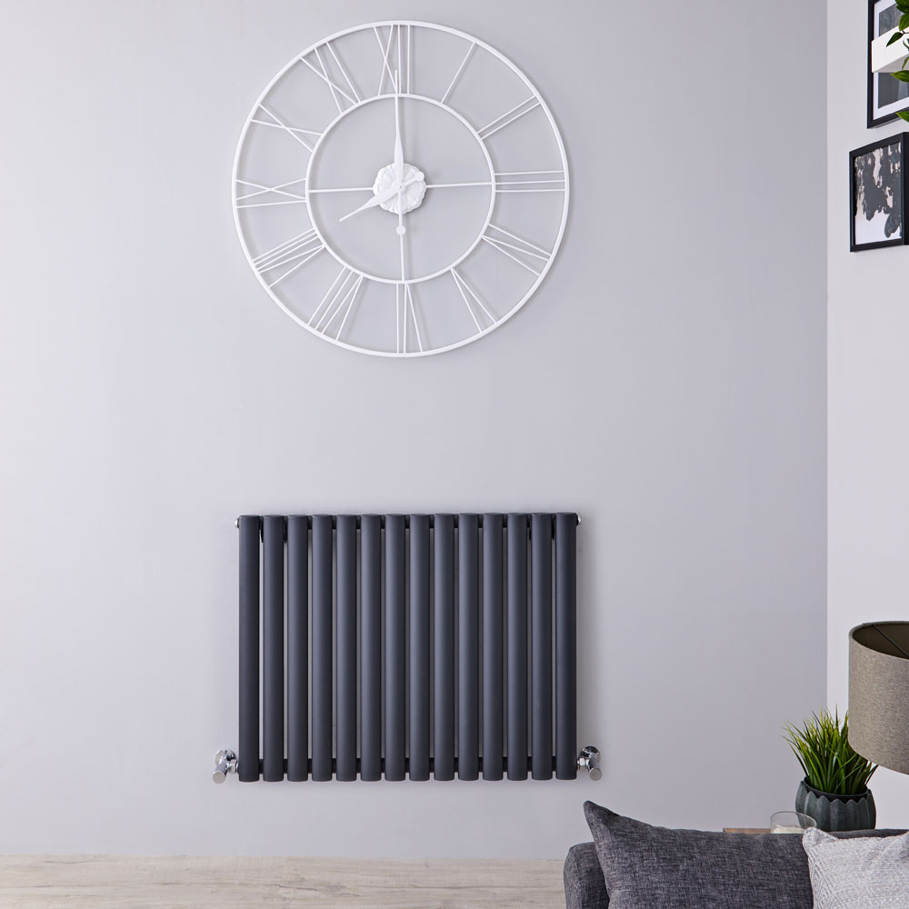 Design Heizkörper Horizontal Einlagig Anthrazit 635mm x 834mm 836W - Revive