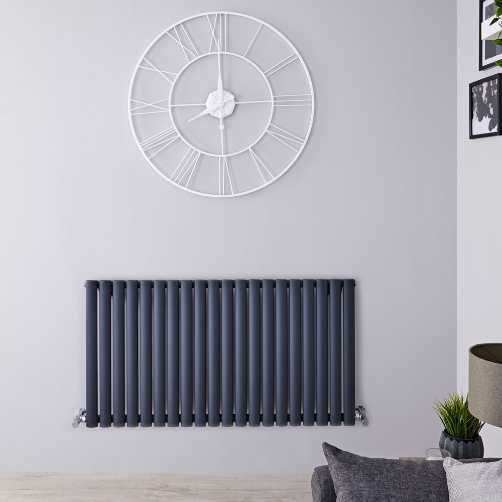 Design Heizkörper Horizontal Einlagig Anthrazit 635mm x 1180mm 1194W - Revive