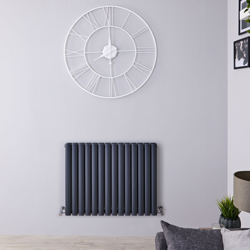 Design Heizkörper Horizontal Doppellagig Anthrazit 635mm x 834mm 1304W - Revive