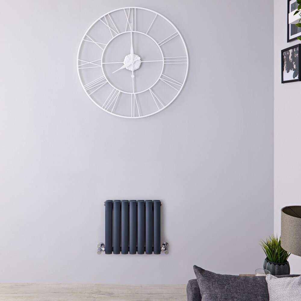 Design Heizkörper Doppellagig Horizontal Anthrazit 400mm x 415mm 433W - Revive