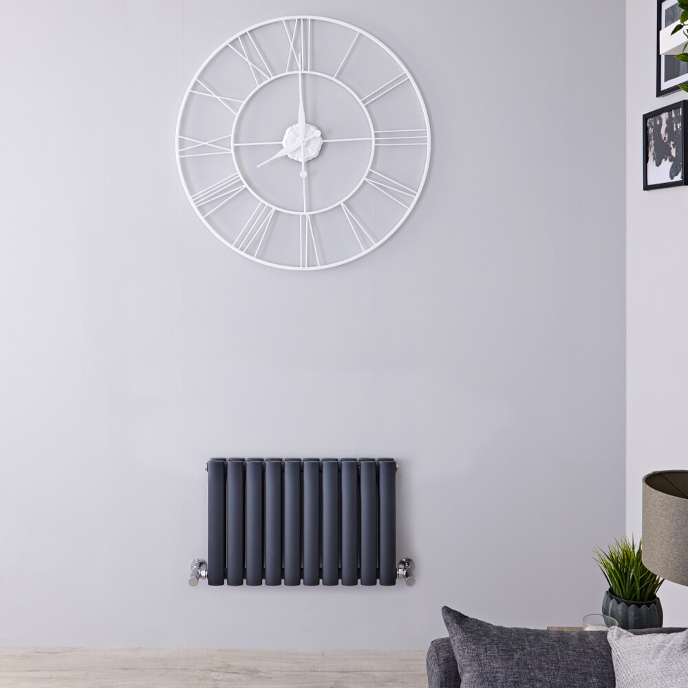 Design Heizkörper Doppellagig Horizontal Anthrazit 400mm x 595mm 619W - Revive