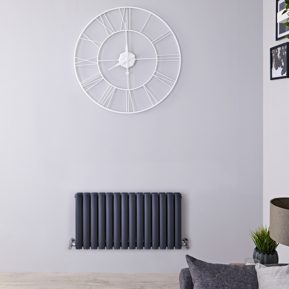 Design Heizkörper Doppellagig Horizontal Anthrazit 400mm x 834mm 866W - Revive